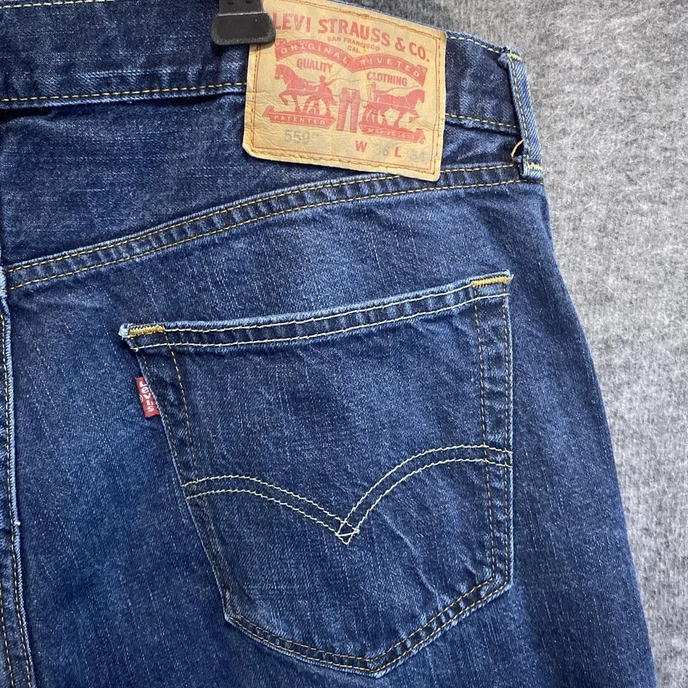 Levis 559 Jeans Mens 36x34 Blue Relaxed Straight Dark Wash‎ Denim 100% Cotton